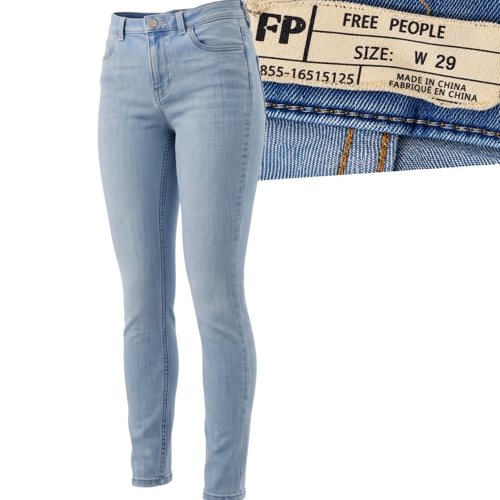 Free People Jeans Women 29 Light Wash Blue Skinny High Rise Denim Pants